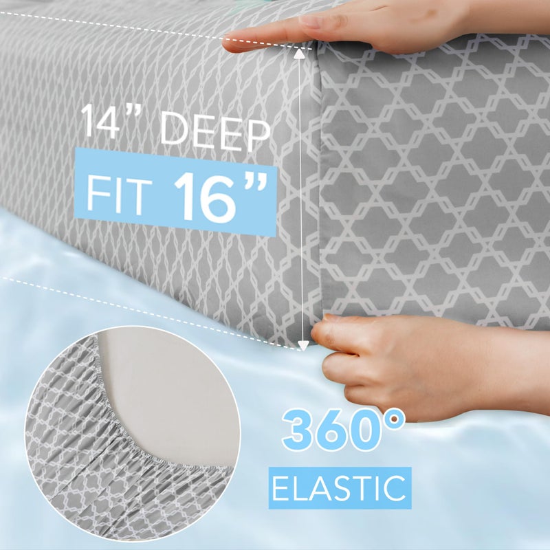 Comfort Spaces King Cooling Sheets, Moisture Wicking Coolmax Sheets, Soft, Colorfast Sheet Set, Cooling Bed Sheets For Hot Sleepers, Elastic Deep Pocket Fits Up to 16" Mattress, King Charcoal 4 Piece - Image 4